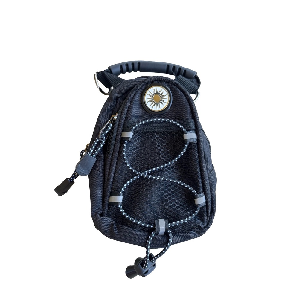 Tactical Sun Logo Black Canvas Crossbody Utility Bag Small Techwear Travel Pouch